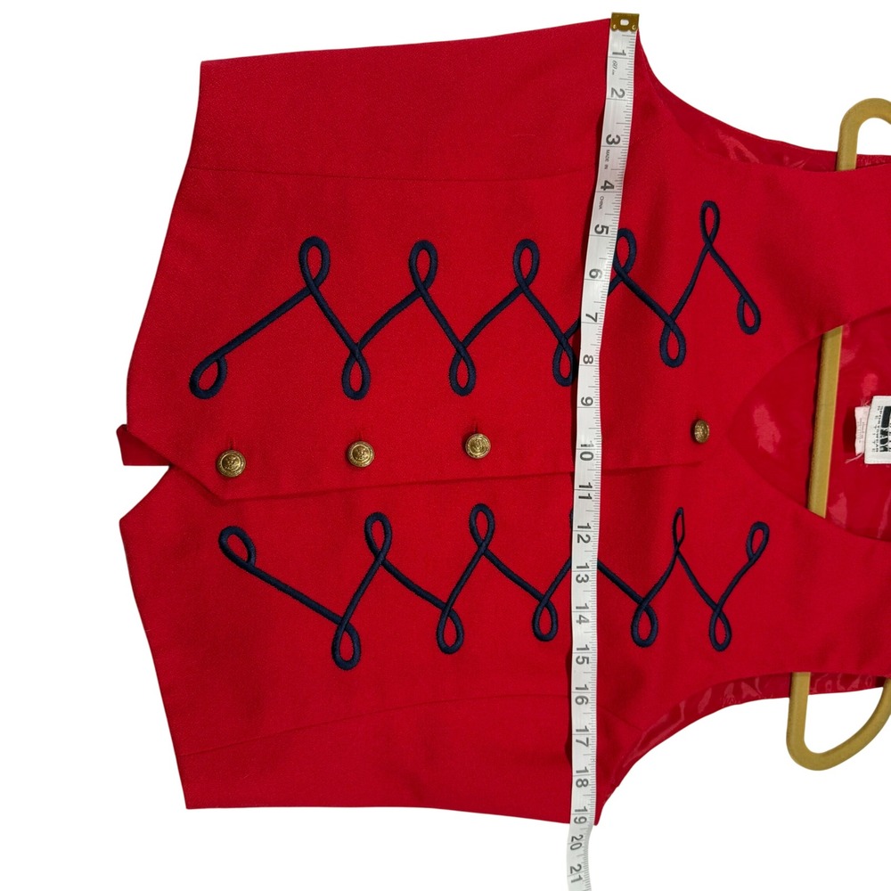 Vintage Red Military Vest Gold Buttons Equestrian Band Royalcore Statement 90s - Picture 6 of 7